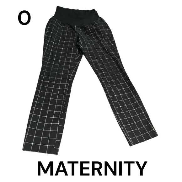 OLD NAVY Maternity Pants Trousers Size 0 Black White Squares Pockets Cotton - Picture 1 of 7